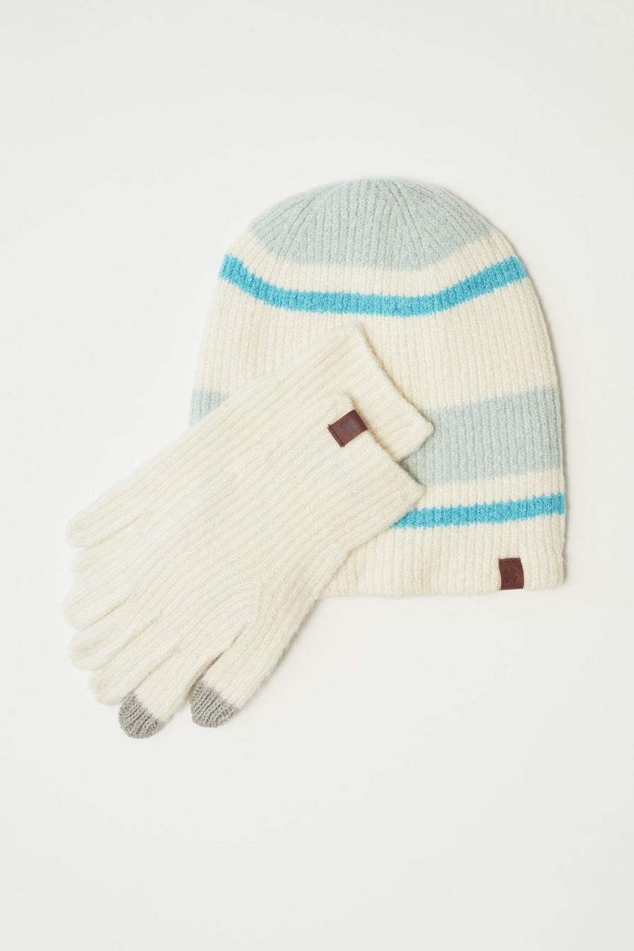 striped beanie & glove set